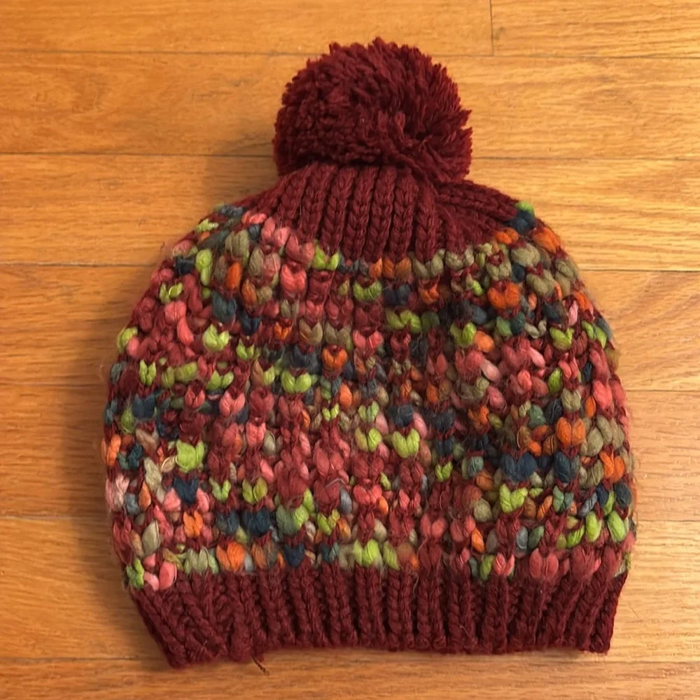 ACE USA Fashion Chunky Knit Pom Pom Beret Hat Alaska Reindeer Multicolored Pink